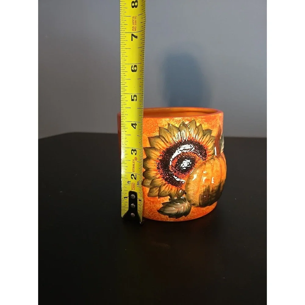 Fall‎ Halloween Jar Pot Vase Container Pumpkin Sunflower Orange
